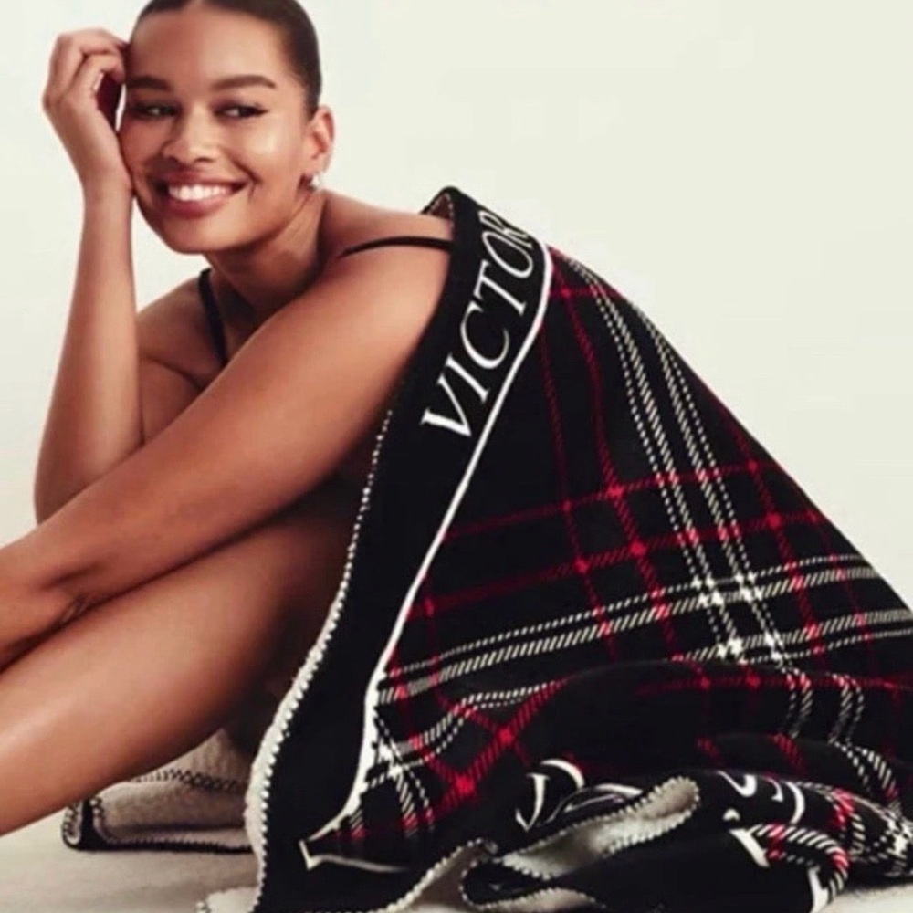 Victoria's Secret Red and Black Plaid Throw